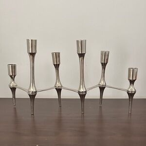Polished Silver Seven-Arm Taper Candle Holder